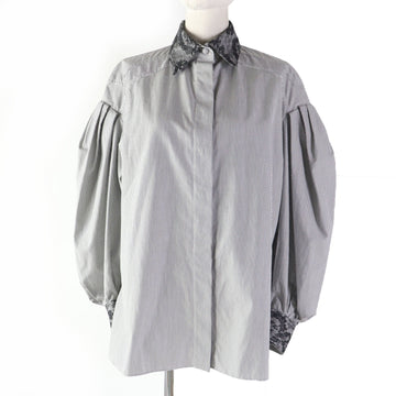 Fendi Cotton Nylon Lace Stripe Long Sleeve Shirt
