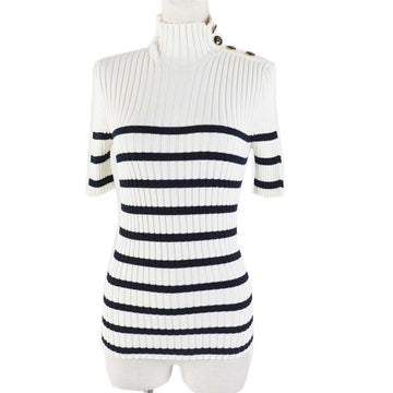 Dior Cotton Logo Button Border Knit Top