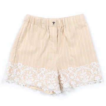 Christian Dior Bee embroidery Lace Stripe Shorts