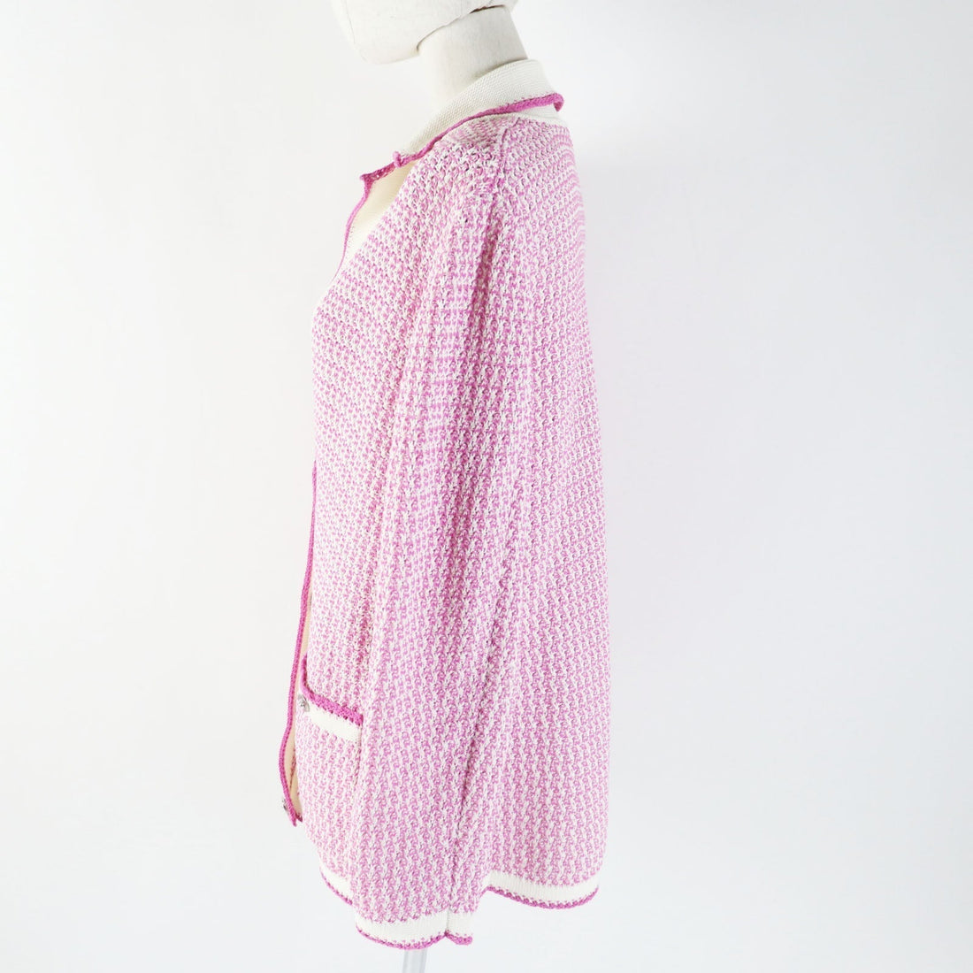 CHANEL cardigan P72239 cotton Pink white 36
