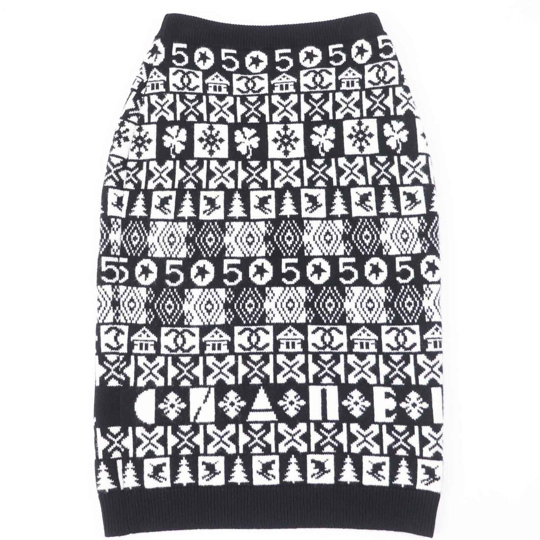 CHANEL skirt P62261 cashmere Black White 34