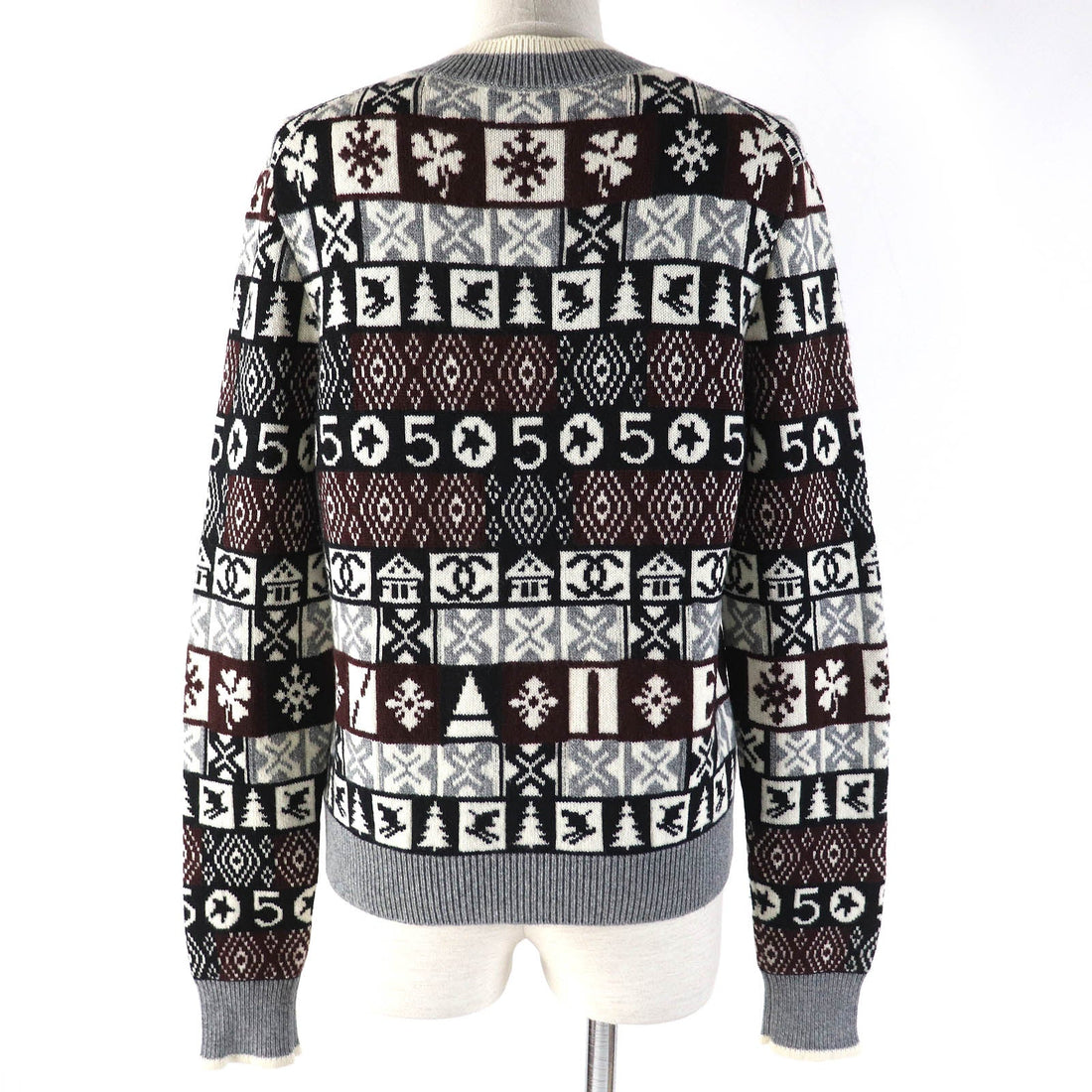 CHANEL cardigan P62167K47783 cashmere Gray White Black Brown 36