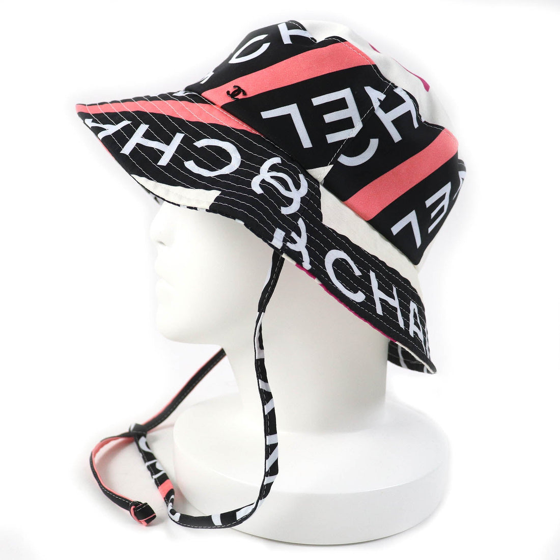 CHANEL hat 22S cotton White black pink M