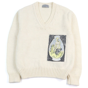 Dior DUNCAN GRANT AND CHARLESTON Knit Embroidered Patch V-neck Sweater