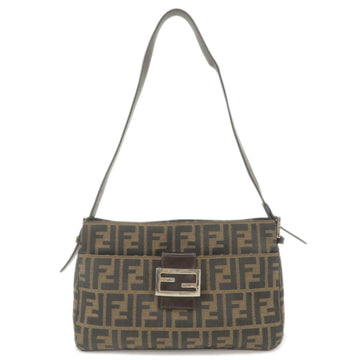 FENDI Zucca Canvas Leather Shoulder Bag Khaki Black 2656090