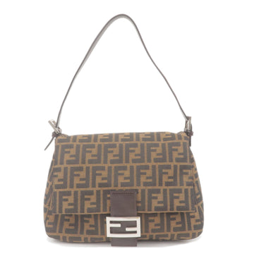FENDI Zucca Canvas Leather Mamma Baguette Bag Brown 26325