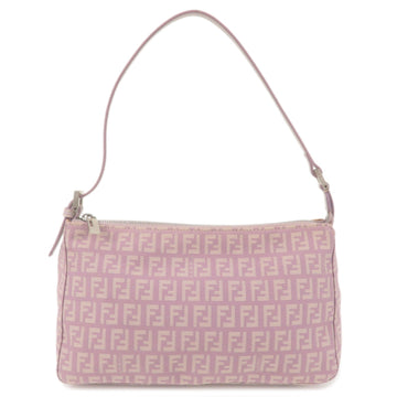 FENDI Zucchino Canvas Leather Shoulder Bag Purple 8BR267