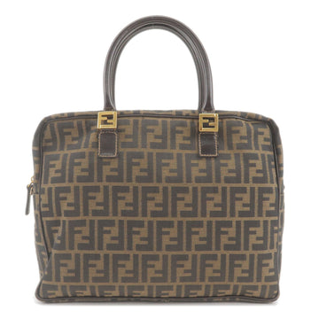FENDI Zucca Canvas Leather Hand Bag Khaki Black Brown 15590