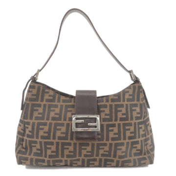 FENDI Zucca Canvas Leather Shoulder Bag Khaki Black 0916115002