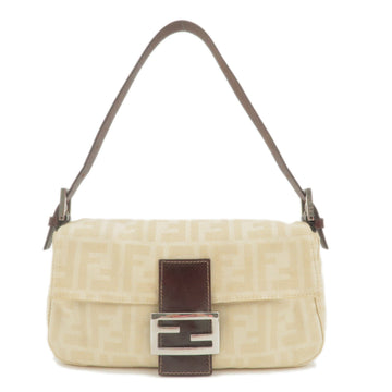 FENDI Zucca Canvas Leather Mamma Baguette Bag Beige 26424