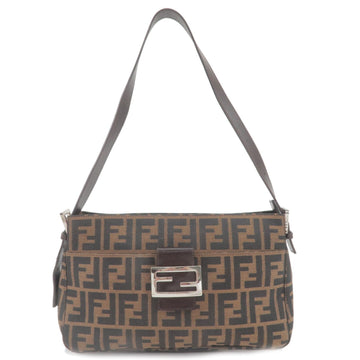 FENDI Zucca Canvas Leather Mamma Baguette Brown Black