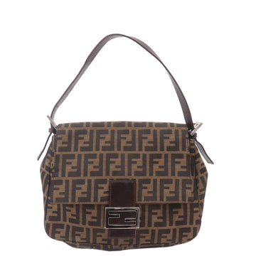 FENDI Zucca Mamma Baguette Canvas Leather Shoulder Bag 26325