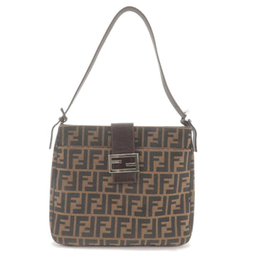 FENDI Zucca Canvas Leather Shoulder Bag Brown Black 26727