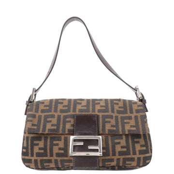 FENDI Zucca Mamma Baguette Canvas Leather Black Brown 26424