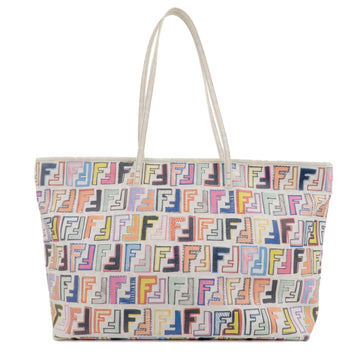 FENDI Zucca Logo Print PVC Tote Bag Multi Color White 8BH185