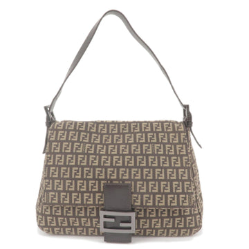 FENDI Zucchino Mamma Baguette Canvas Leather Shoulder Bag 8BR001