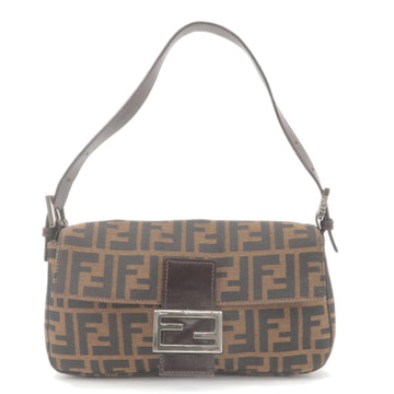 FENDI Zucca Canvas Leather Mamma Baguette Bag Brown Black 26424