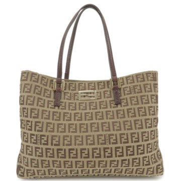 FENDI Zucchino Canvas Leather Hand Bag Beige Brown 8BH132