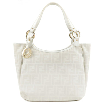 FENDI Zucca PVC Leather Shoulder Bag Hand Bag White 8BH156