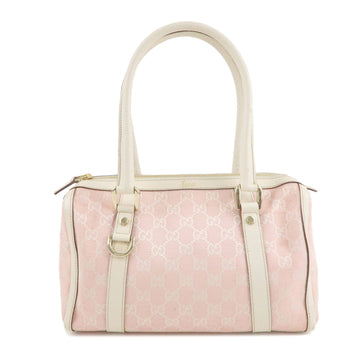 GUCCI Abbey GG Canvas Leather Boston Hand Bag Pink Ivory 130942