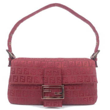 FENDI Zucchino Canvas Shoulder Bag Hand Bag Red 8BR000