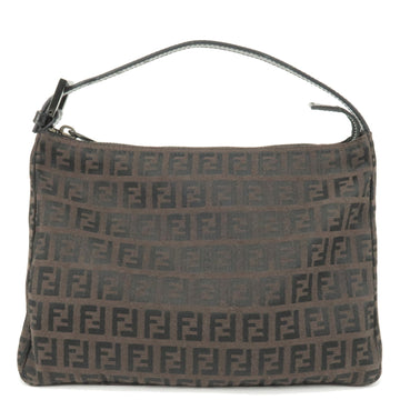 FENDI Zucchino Canvas Leather Hand Bag Mini Bag Black 8N0005