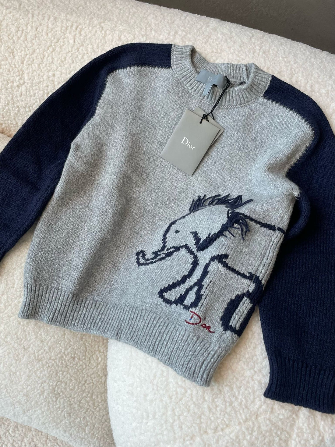 Dior Kids Pull Over Grey/ Navy Cotton
