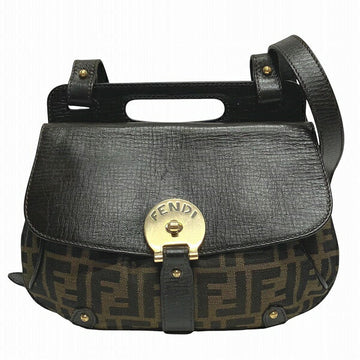 Fendi Zucca Canvas Leather Shoulder Bag