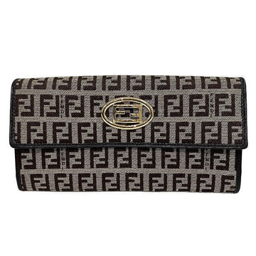 Fendi Zucca Canvas Leather Long Wallet