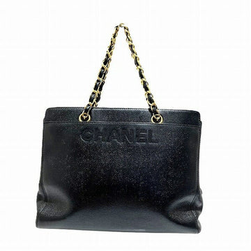 Chanel Caviar Skin Logo Embroidery Chain Handbag