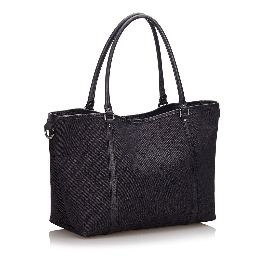 Pre-Loved Gucci Black Canvas Fabric GG Tote Bag Italy