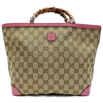 Inspired Gucci Tote Bag Kids Line Banboo Tote Bag Pink Canvas (SHC7-10998)