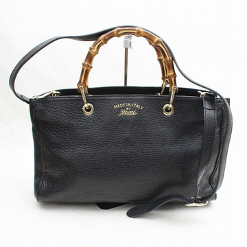 Inspired Gucci Tote Bag Banboo 2way Black Leather (SHC7-10763)