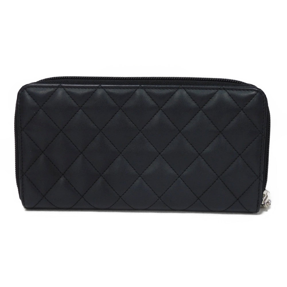 CHANEL Long Wallet Purse A50078 Soft calfskin x patent leather (enamel finish) black Cambon line Long zip wallet