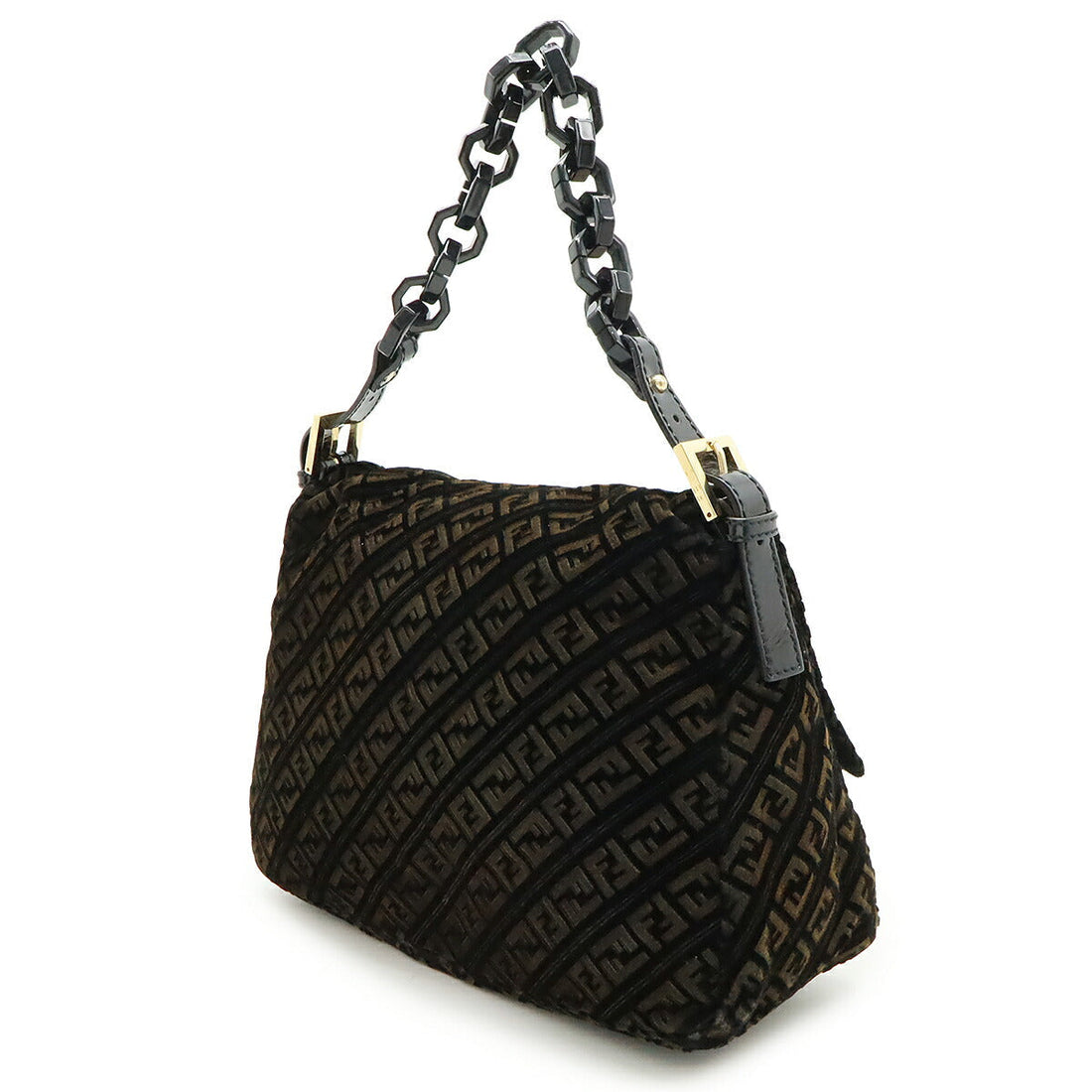 Fendi Mamma Bucket Velour Enamel Shoulder Bag