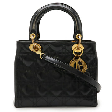 Christian Dior Lady Dior Patent Leather 2way Bag