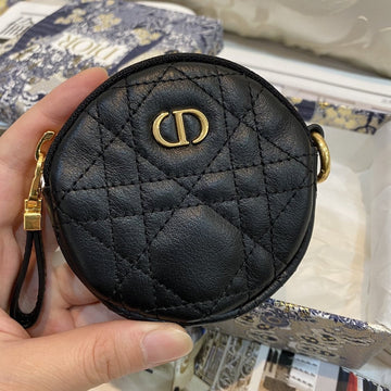 DETACHABLE CARO ROUND COIN PURSE BLACK CANNAGE CALFSKIN House Of Sarah