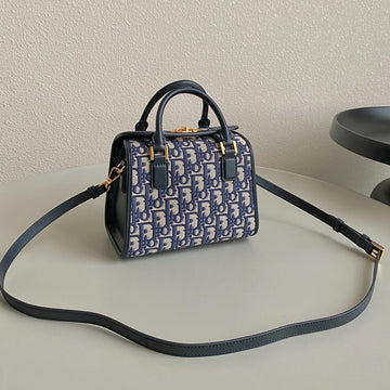 SMALL BOSTON 22 BLUE OBLIQUE EMBROIDERY House Of Sarah