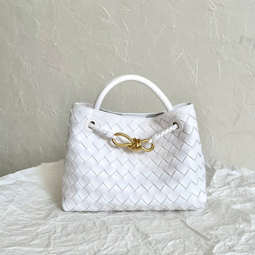 BV SMALL ANDIAMO 25CM WHITE LAMBSKIN by House Of Sarah