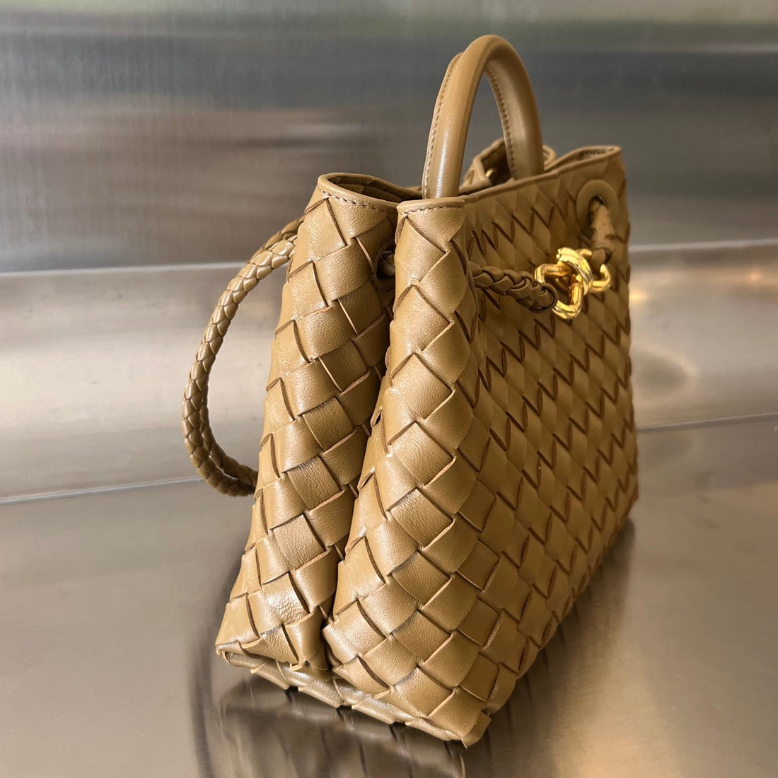 BV SMALL ANDIAMO 25CM BROWN LAMBSKIN House Of Sarah