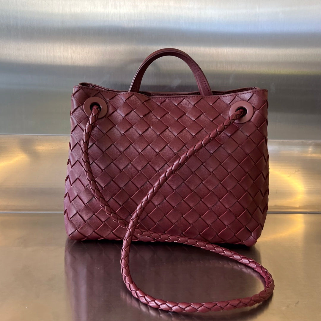 BV SMALL ANDIAMO 25CM DARK RED LAMBSKIN by House Of Sarah