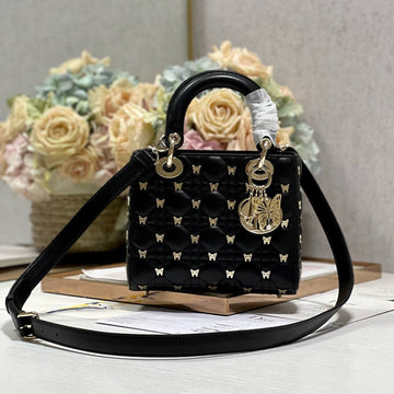 SMALL LADY 20 BUTTERFLY STUD BLACK LAMBSKIN House Of Sarah Bags