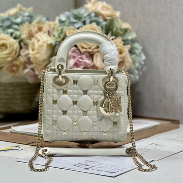 MINI LADY 17 BUTTERFLY STUD WHITE LAMBSKIN By House Of Sarah