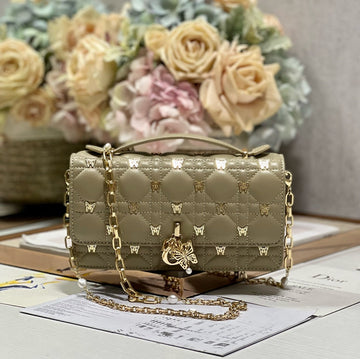 MISS LADY 21 BUTTERFLY STUD OLIVE LAMBSKIN House Of Sarah Bags