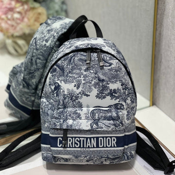 TRAVEL BACKPACK 20CM WHITE BLUE OBLIQUE JACQUARD House Of Sarah Bags