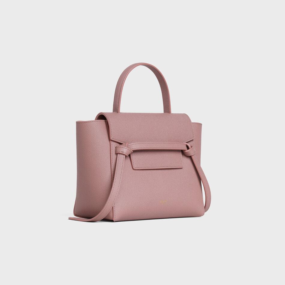 Celine Nano Belt Bag In Grained Calfskin   Pink