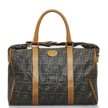 FENDI Zucca handbag Boston bag shoulder brown PVC leather ladies