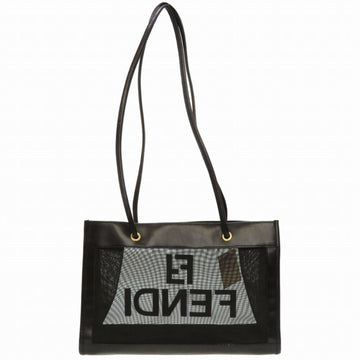 FENDI mesh leather black tote bag 0142