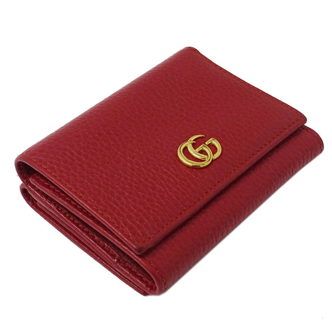 Gucci Wallet Women's Trifold Petit Marmont Leather 474746 Red Compact