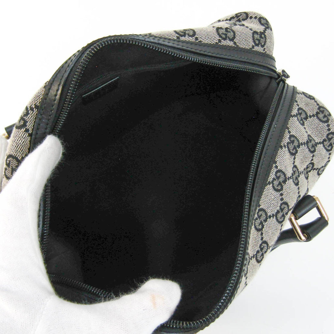 GUCCI GG Canvas 272375 Women's Leather,Canvas Handbag Black,Gray